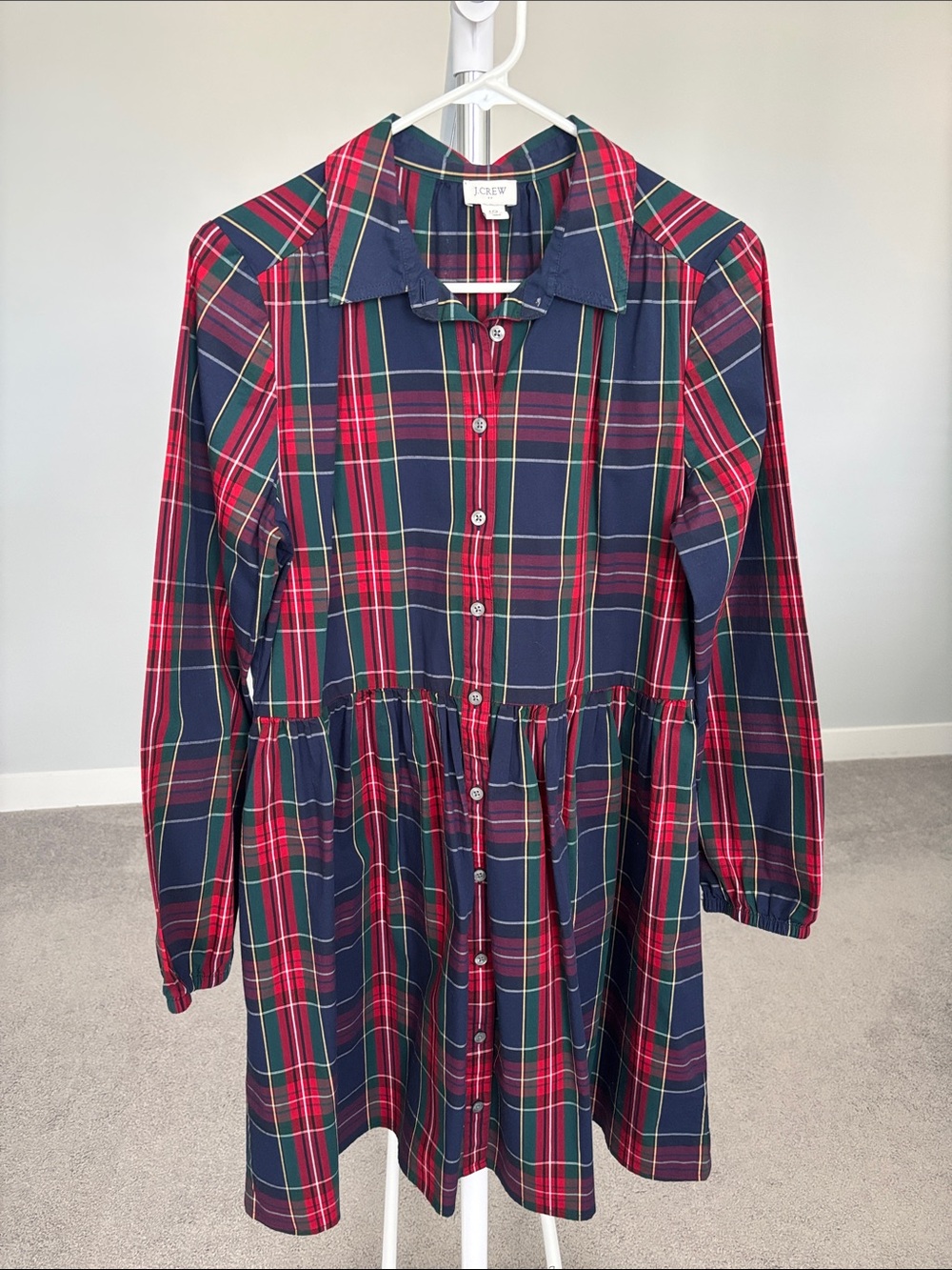 J. Crew Plaid Mini Shirtdress